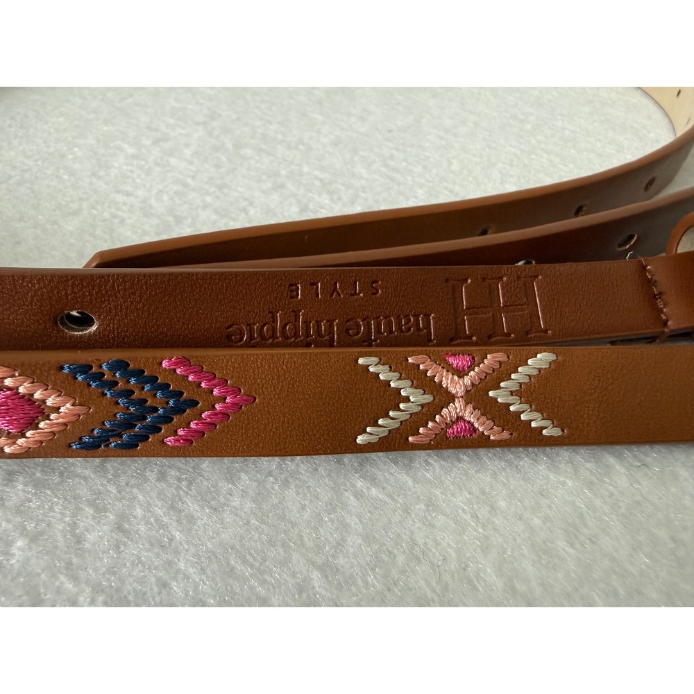 Haute Hippie Style Embroidered Belt Brown Cognac M NWT Boho Western - Picture 3 of 6